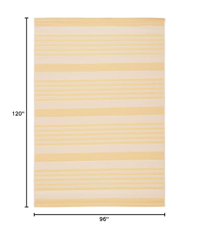 Safavieh Courtyard Collection 8' X 10' Gold/Beige Cy6062 Stripe Indoor/-Outdoor Waterproof Easy-Cleaning Patio Backyard Mudroom