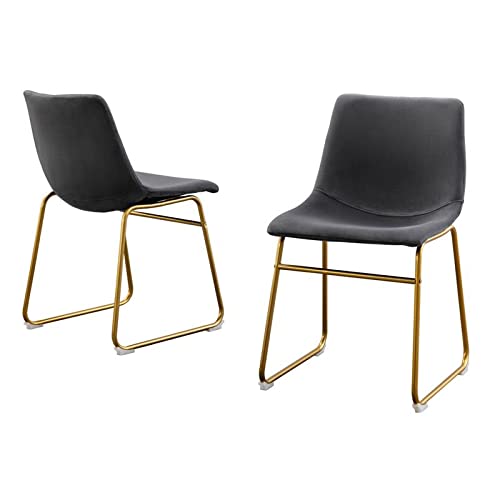 Best Quality Double Side Chairs In Gray Velvet With Gold Chrome Base (Set Of 2)