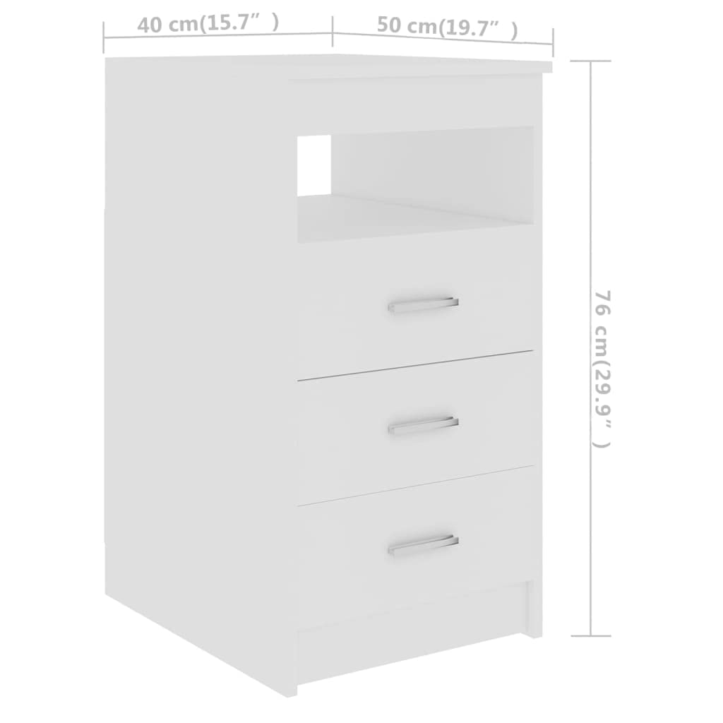 vidaXL Drawer Cabinet White 15.7&quot;x19.7&quot;x29.9&quot; Chipboard