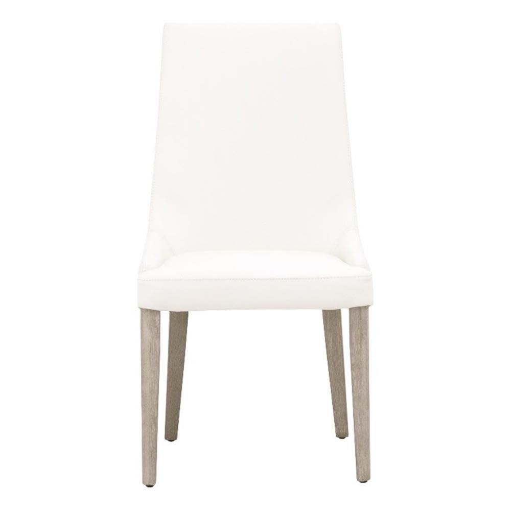 Aurora Alabaster Leather and Gray Dining Chairs Set of 2