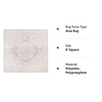 Safavieh Reflection Collection 8' Square Light Grey/Cream Rft664C Vintage Distressed Living Room Dining Bedroom Area Rug