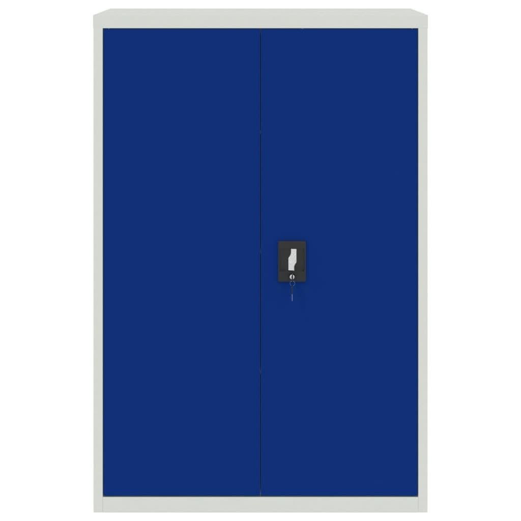 vidaXL Office Cabinet Locking Case Filing Cabinet Office File Storage with 3 Shelves Plastic Feet Durable Metal 55.1&quot; Gray and Blue
