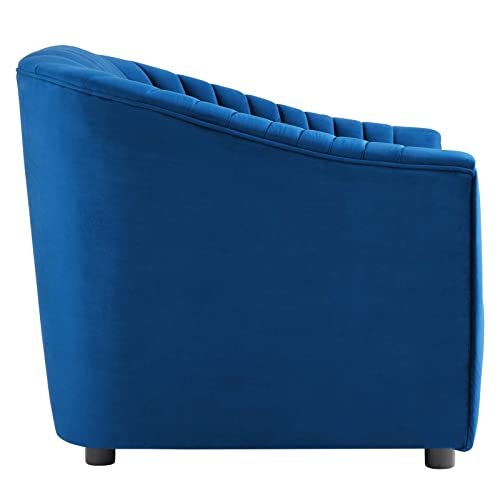Modway Announce Modern Performance Velvet Tufted Armchair in Navy