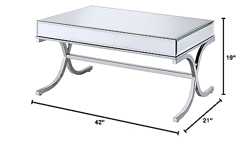 Acme Yuri Mirror Top Coffee Table In Chrome