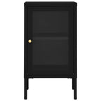 vidaXL Adjustable Sideboard with Compartments and Glass Door | Black Sleek Design | Sturdy Steel and Tempered Glass Construction | Modern, Metal | 15"x13.8"x27.6"