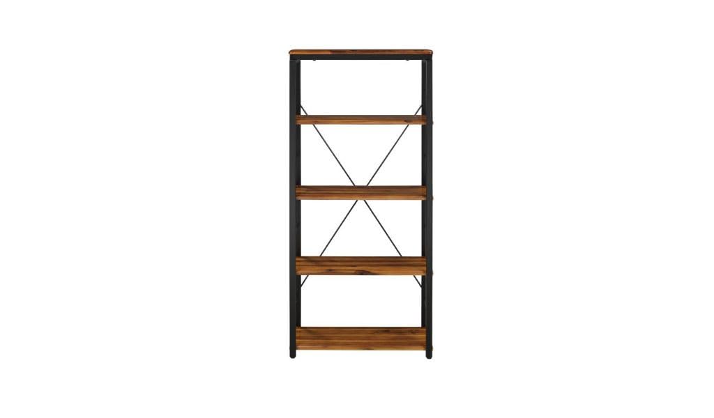 HomeRoots 486308 54 in. Brown & Black Metal Four Tier Etagere Bookcase