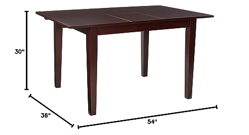 East West Furniture MLT-MAH-T Milan Dining Room Table - a Rectangle kitchen Table Top with Butterfly Leaf, 36x54 Inch, Mahogany