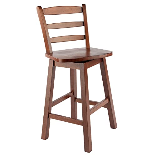 Ergode Wood Ivy Counter Stool | Farmhouse Charm | Weathered Finish | Solid Wood | Stable & Comfortable | (94104-VV, Walnut)