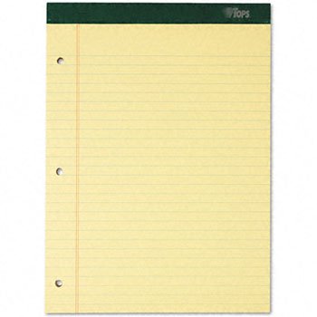 Tops 63387 Double Docket Legal Pad44; 3-Hole Punched44; Legal Rule44; Canary44; 100Ct44; 6 Pd Per Pk