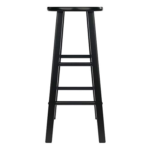 Ergode Wood Element Bar Stool Set - Sleek Black Finish, Solid Wood Construction, Versatile Design, 220lbs Weight Capacity, 8 Crossbars for Stability, Compact Size, Easy Assembly - 2-Pc Set