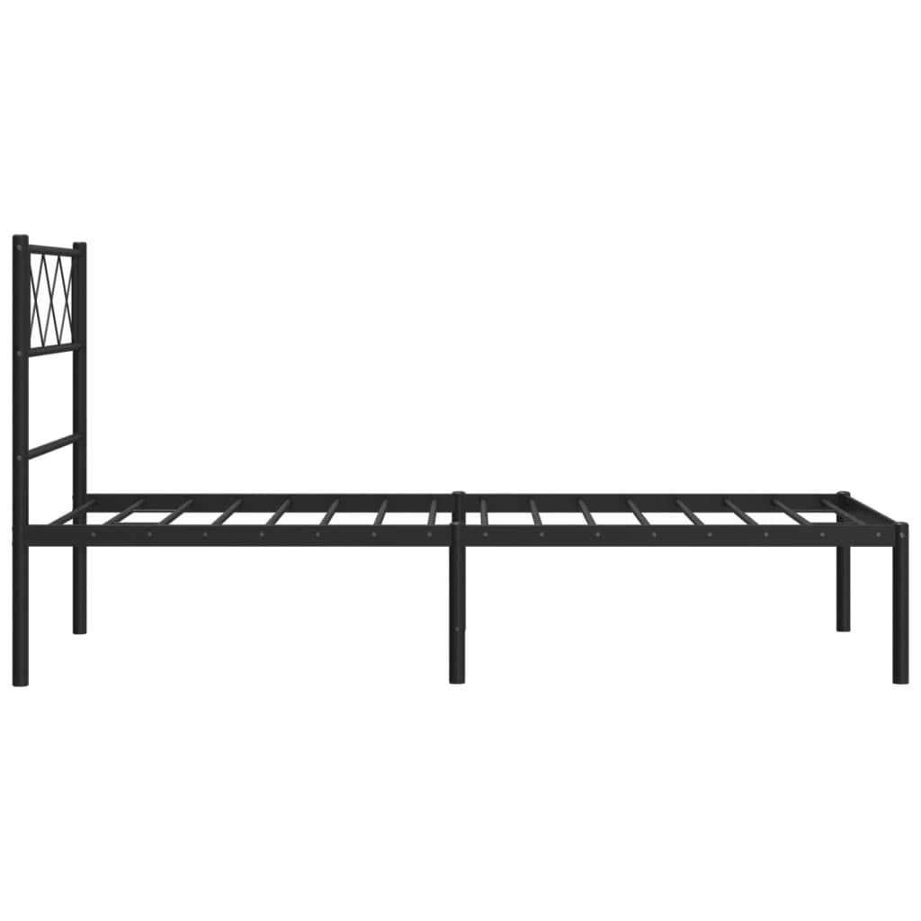 vidaXL 12'' Twin Metal Bed Frames with Headboard, Platform Bed Frame with Strong Metal Slats Support, Under Bed Storage, Noise Free, Black, Without Mattress