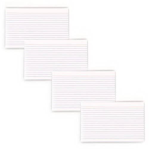 Emraw 200 Ct. Ruled White Index Card Plain Back 5   X 8    - For Home, Office & School Etc.