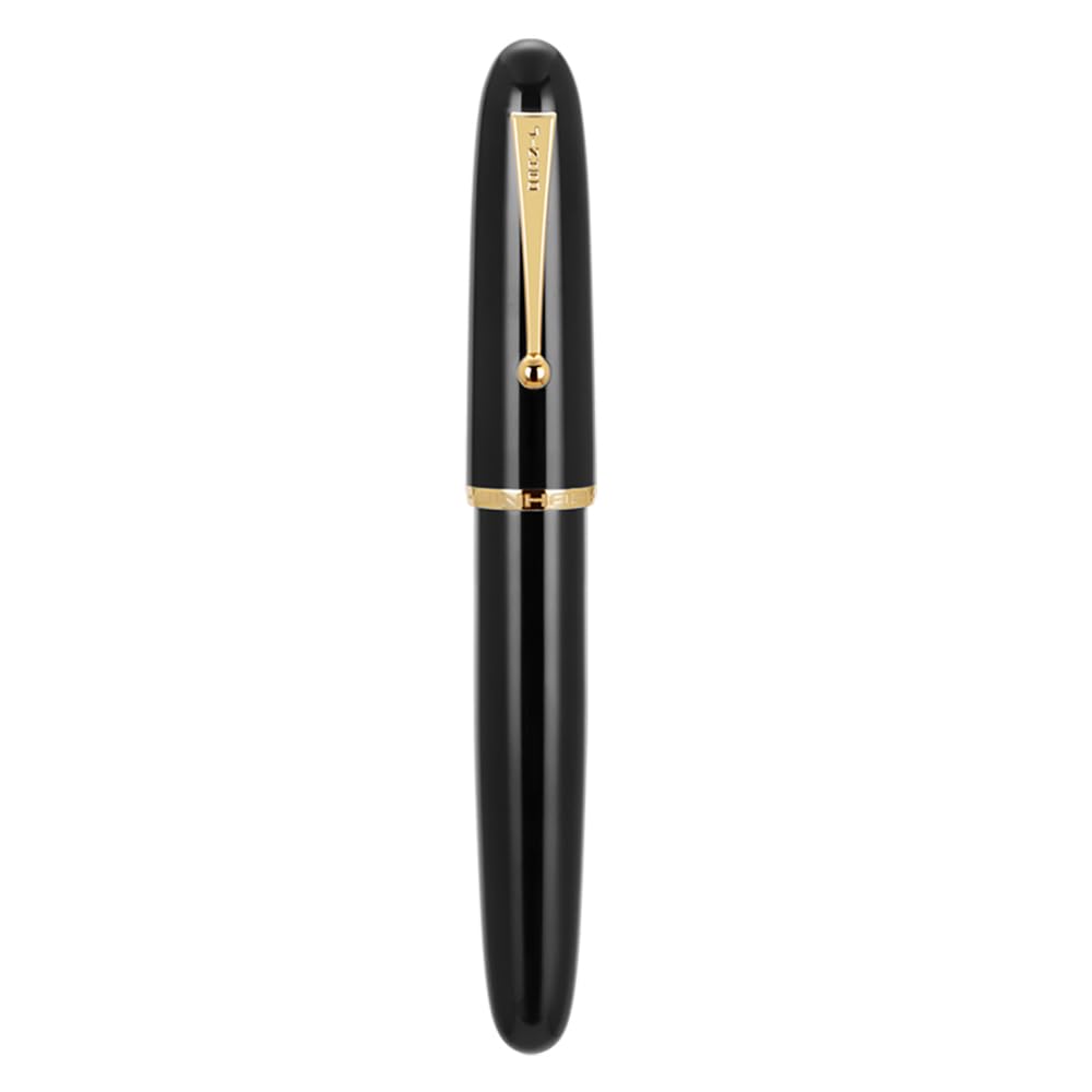 Jinhao 9019 Fountain Pen Dadao Series Black Acrylic Gold Trim #8 Extra Fine Nib With Large Converter For Writing, Signature And