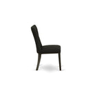 East West Furniture Amga3-Bch-24 3 Piece Modern Dining Table Set Contains A Round Kitchen Table With Pedestal And 2 Black Linen Fabric Upholstered Parson Chairs, 36X36 Inch, Black & Cherry