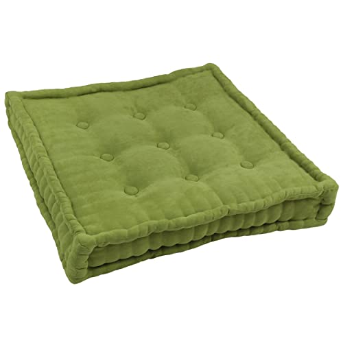Blazing Needles Button-Tufted Microsuede Square Floor Pillow, 25&quot;, Mojito Lime