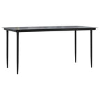 Black Garden Dining Table 160x80x74 Steel and Tempered Glass