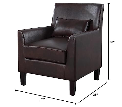 Best Master Furniture Cassidy Faux Leather Living Room Accent Arm Chair, Espresso