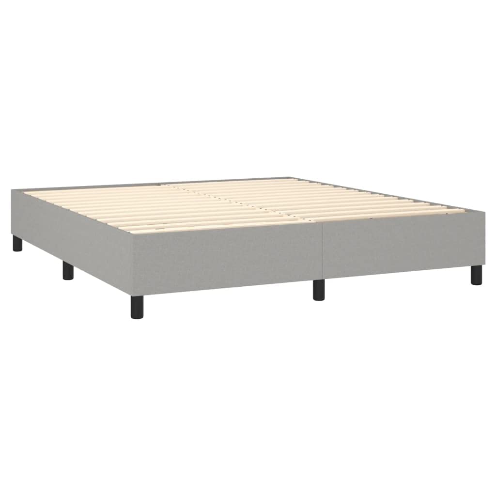 vidaXL Light Gray Fabric Box Spring Bed Frame, California King 72&quot;x83.9&quot;, Plywood and Engineered Wood Construction, Modern Suitable Bedroom Furniture