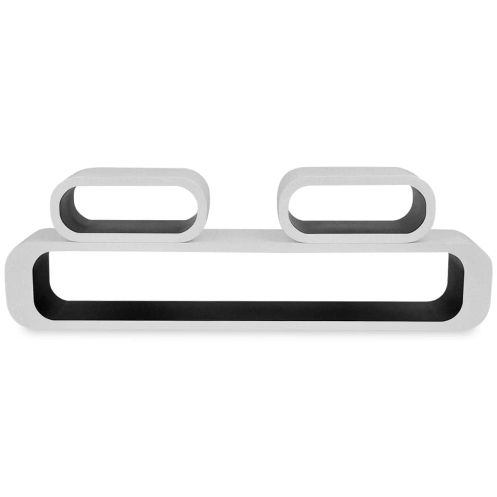 vidaXL Cubicle Shelves 3 pcs, Floating Cube Shelves, Display Shelves, Wall Cube Shelves for Book DVD Photo Frame Display, Scandinavian, White and Black