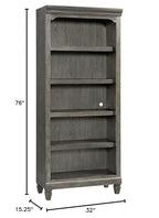 Intercon Foundry Home Office 76" Tall Bunching Bookcase, Brushed Pewter