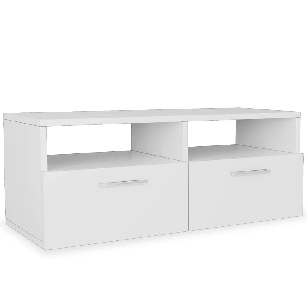 vidaXL TV Stand 2 Pcs, TV Unit for Living Room, Sideboard with Storage, TV Console Entertainment Center, Modern Style, Engineered Wood White