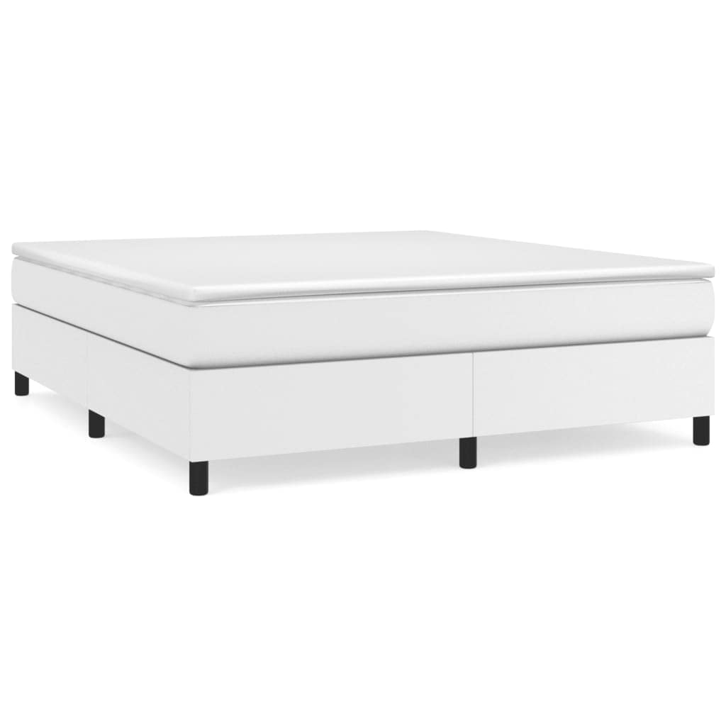 Vidaxl Faux Leather King Size Box Spring Bed Frame, Elegant White 76&quot;X79.9&quot;, Engineered Wood - Suitable For King Size Mattresses
