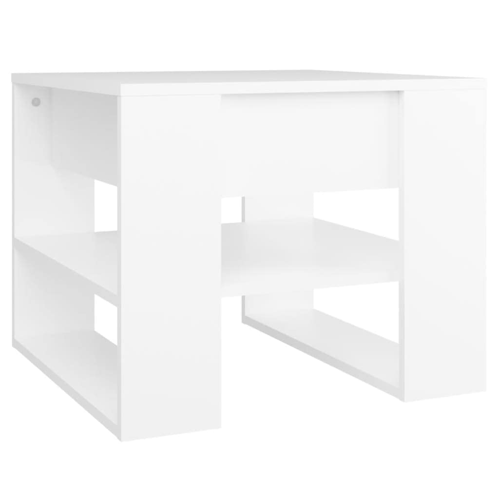vidaXL Stylish Rectangular Coffee Table in White - 21.9'x21.7'x17.7', Engineered Wood Construction, Elegant Design for Living