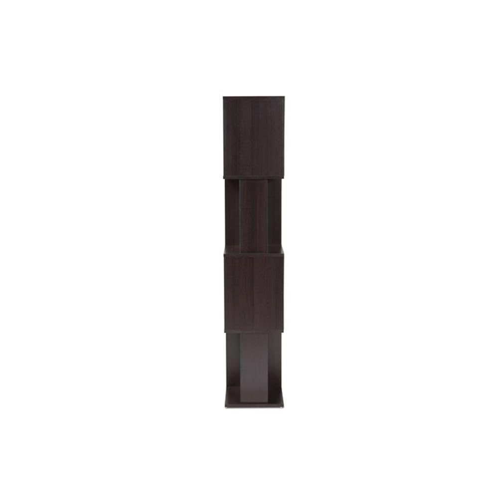 Baxton Studio Riva Modern and Contemporary Dark Brown Finished Geometric Wood Bookshelf
