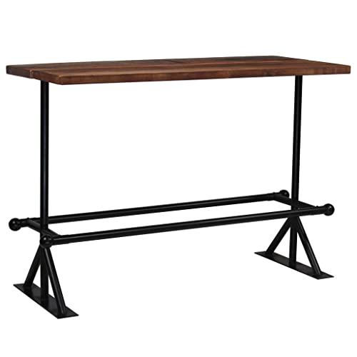 vidaXL Bar Table Pub Standing Wooden Table Home Indoor Outdoor Dining Room Bistro Funiture Solid Reclaimed Wood Dark Brown 59.1&quot;x27.6&quot;x42.1&quot;