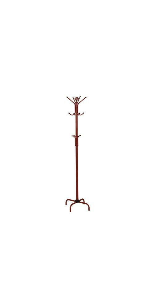 Monarch Specialties 2008, Hall Tree, Free Standing, 12 Hooks, Entryway, Bedroom, Metal, Red, Contemporary, Modern Coat Rack, 19' L x 19' W x 70' H