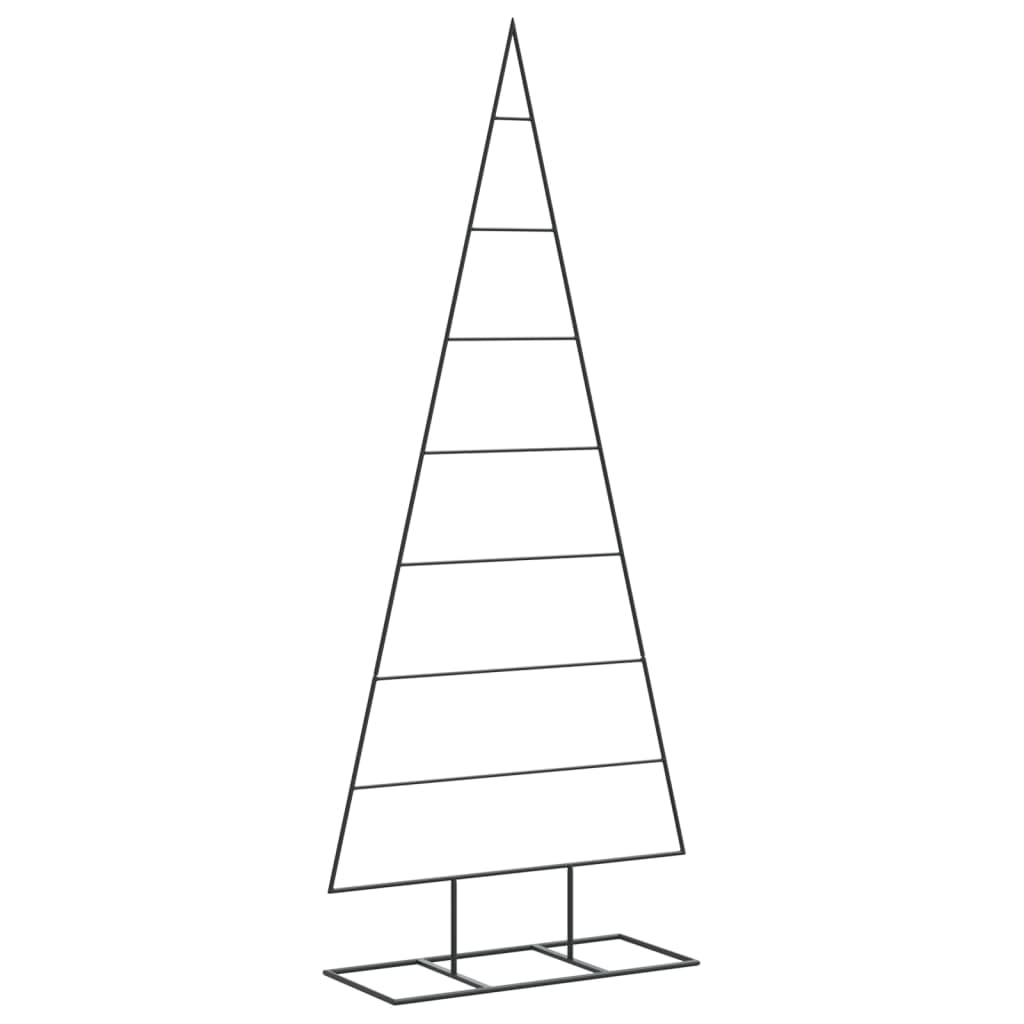 vidaXL Black Metal Christmas Tree - Modern DIY Xmas Decoration - Powder-Coated Steel Frame 150cm - Sturdy & Space-Saving Design