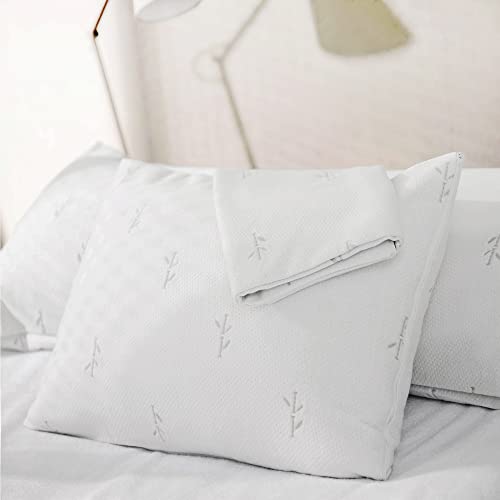 Feelathome 65% Polyester And 35% Rayon Derived From Bamboo Cooling Pillow Cover Waterproof - 20 X 30 Inches Pack Of 2 (Queen) -