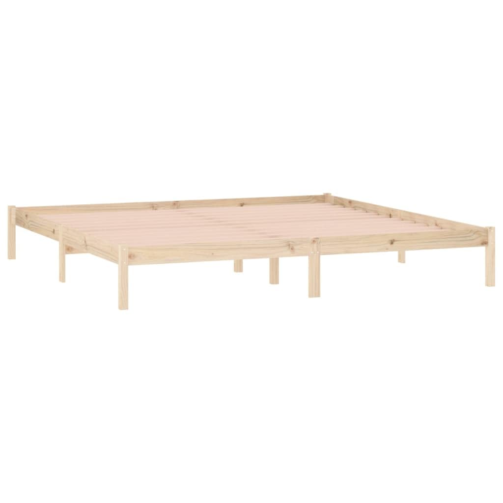 vidaXL King Bed Frame | Sturdy Solid Pinewood | Rustic Aesthetic | Practical Slats for Optimal Support | Easy Assembly | Brown | Dimensions - 76&quot;x79.9&quot;