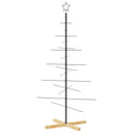 vidaXL Black Christmas Tree with Wooden Base - Modern Metal Design, DIY Decorative Platform - Cold-Rolled Steel Frame - 59.1" Tall