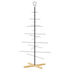 vidaXL Black Christmas Tree with Wooden Base - Modern Metal Design, DIY Decorative Platform - Cold-Rolled Steel Frame - 59.1" Tall