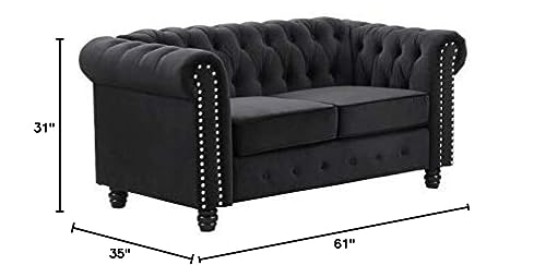 Best Master Furniture Venice 61&quot; Tufted Velvet Upholstered Loveseat In Blue