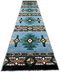 YHSF South West Native American Area Rug C318 (Blue-Green, 2 Feet 4 Inches x 10 Feet 11 Inches)