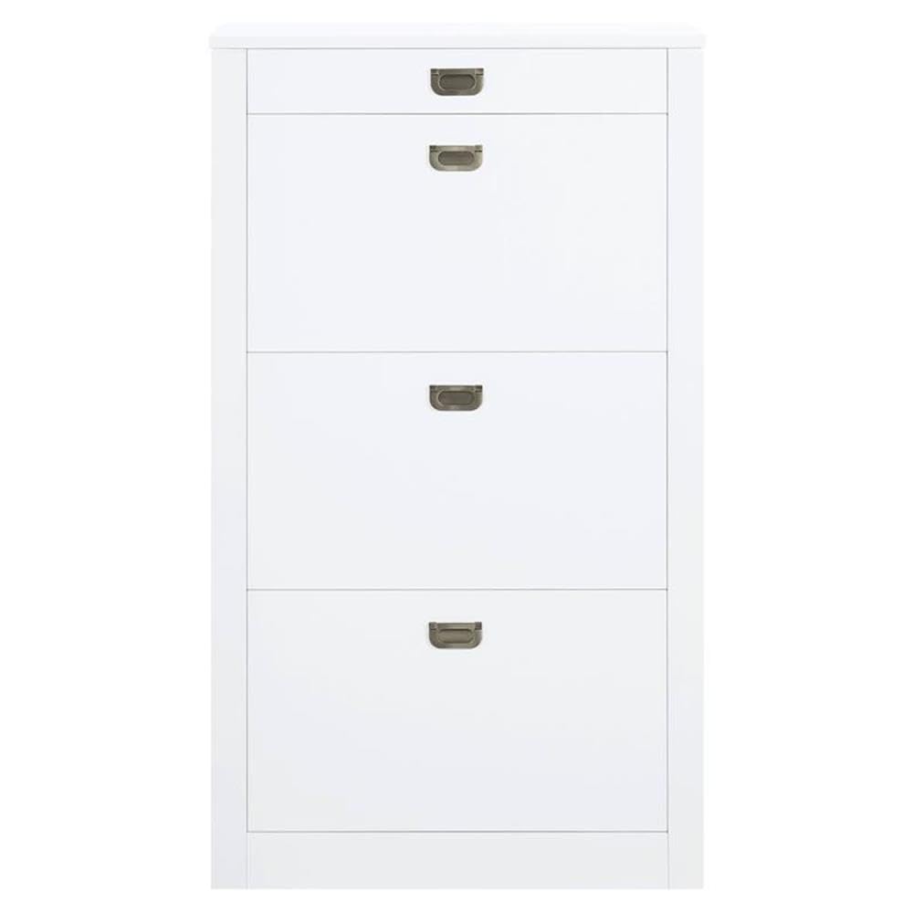 Acme Pagan Wooden Shoe Cabinet with Drawer in White High Gloss