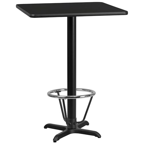 Flash Furniture Stiles 30'' Square Black Laminate Table Top With 22'' X 22'' Bar Height Table Base And Foot Ring