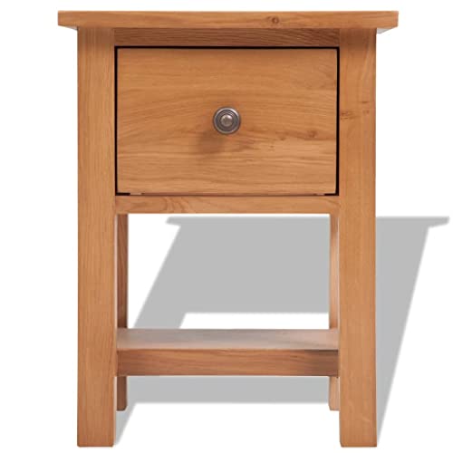 vidaXL Nightstand Solid Oak Wood 14.2&quot;x11.8&quot;x18.5&quot; Brown