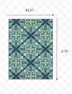 HomeRoots Polypropylene 4’x6’ Blue and Green Floral Indoor Outdoor Area Rug