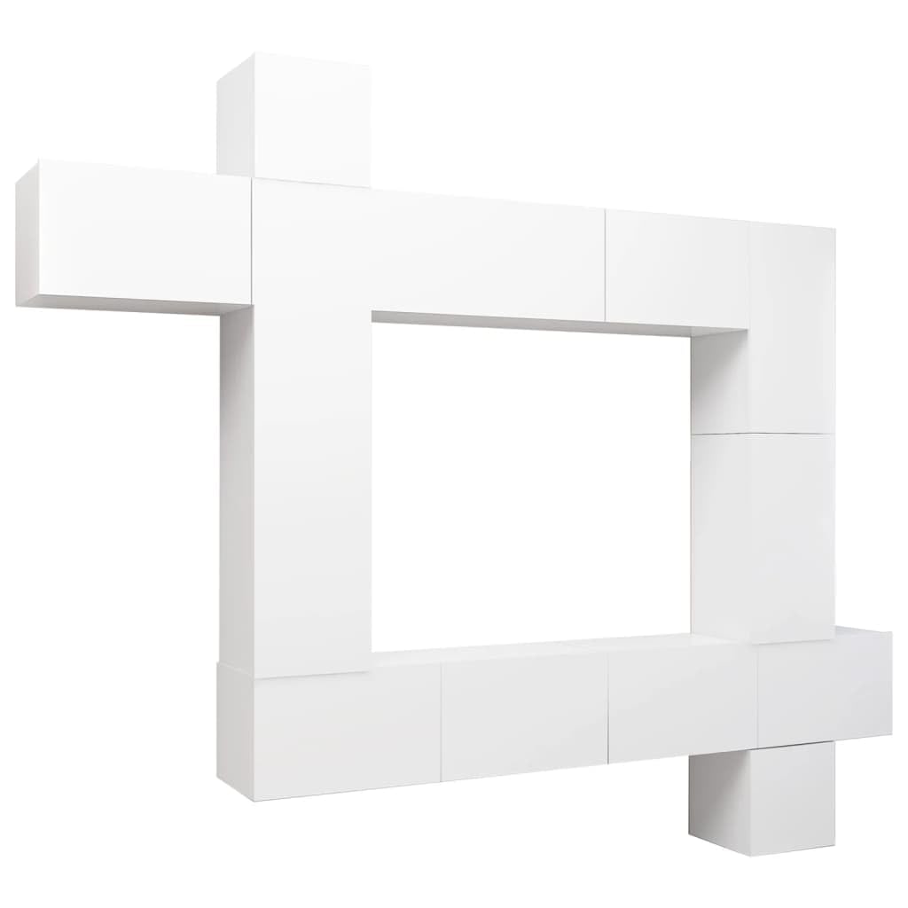 vidaXL TV Cabinet Set 9 Piece Home Living Room Bedroom Furniture HiFi Stereo Cabinet TV Stand Media Unit Entertainment Center Engineered Wood White