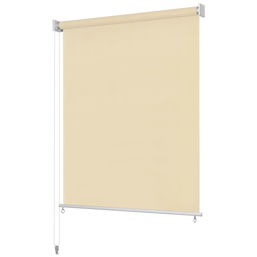 vidaXL Roller Blind for Outdoor Use - High-Density Polyethylene Fabric - Cream 31.5&quot;x90.6&quot; - UV Light Blocking, Easy Assembly