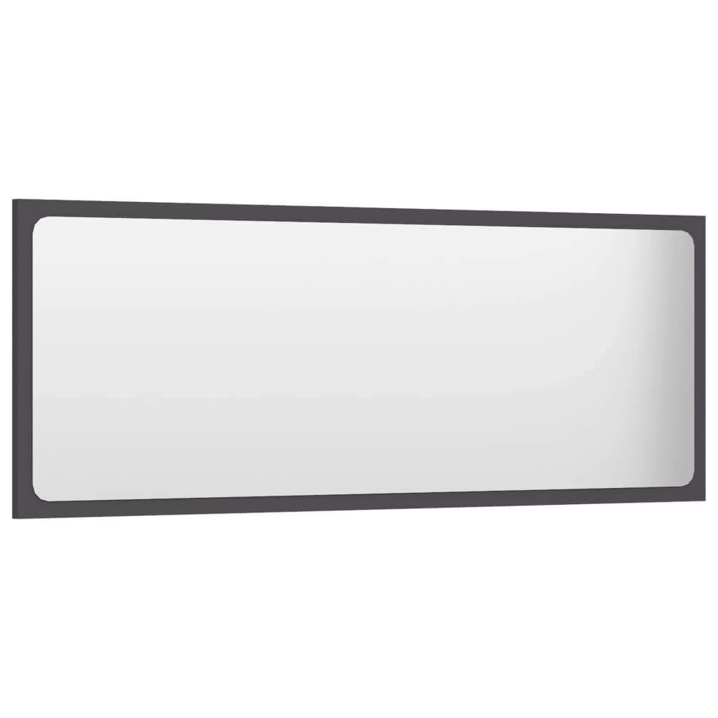 vidaXL Bathroom Mirror Home Hallway Bedroom Laundry Room Washroom Vanity Unit Wall Mirror Furniture Gray 39.4&quot;x0.6&quot;x14.6&quot; Engineered Wood