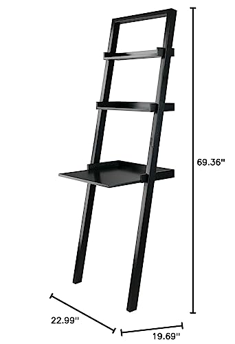 Ergode Bellamy Leaning Desk with 2 Shelves, Black