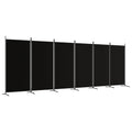 vidaXL 6-Panel Room Divider Black 204.7''x70.9'', Polyester Fabric and Iron Material, Versatile Functionality, Foldable Design a