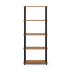 Furinno Turn-N-Tube 5-Tier Multipurpose Shelf / Display Rack / Storage Shelf / Bookshelf, Square Tubes, Light Cherry/Black