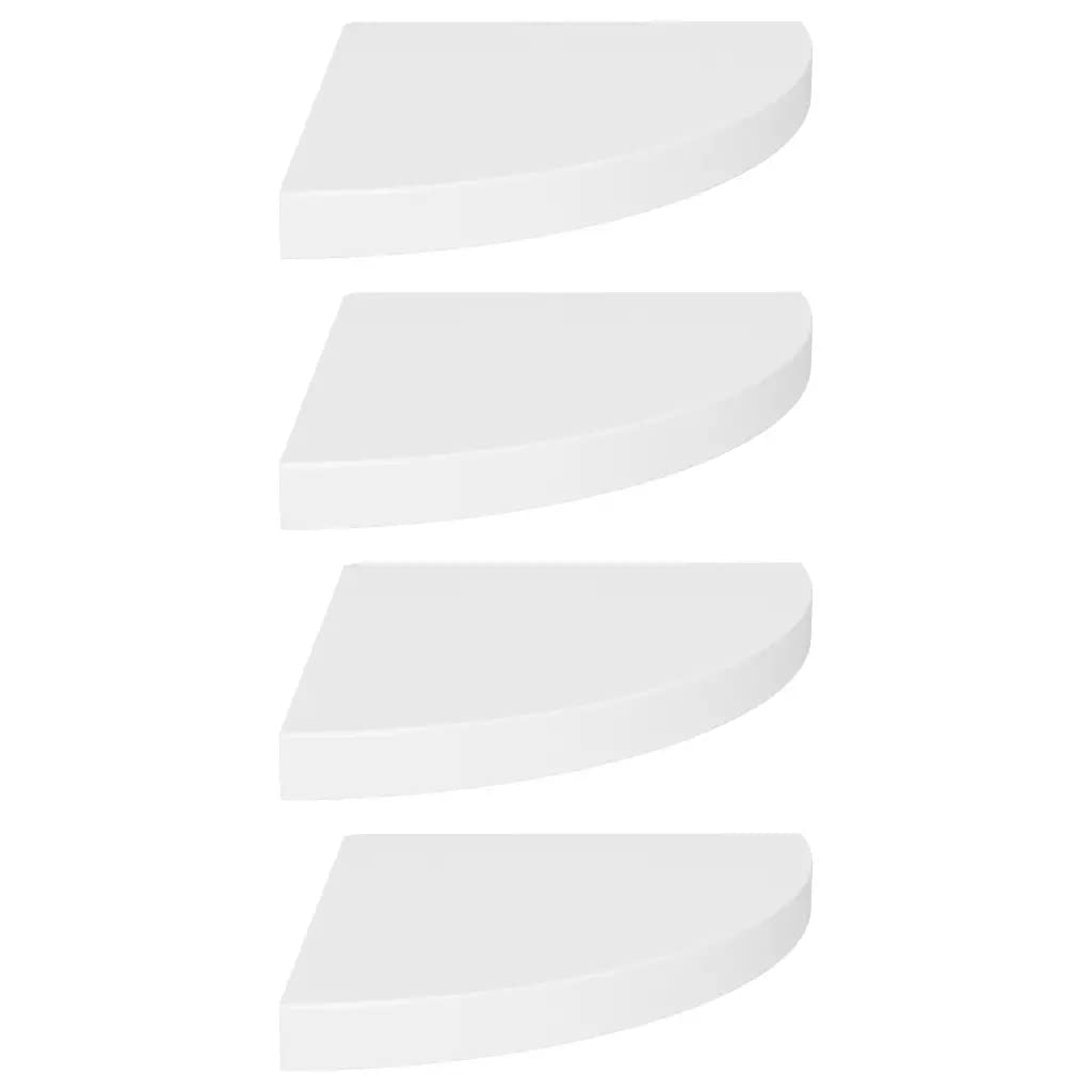 vidaXL Floating Corner Shelves 4 pcs White 13.8&quot;x13.8&quot;x1.5&quot; MDF