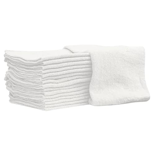 Nabob Wipers Auto Mechanic Shop Towels 25 Pack Shop Rags 100% Cotton Size 14x14 Commercial Grade?(25?Pack,?White)