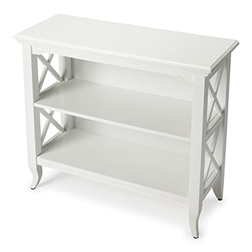 HomeRoots Rubberwood Solids, MDF, Birch Veneer Newport Glossy White Low Bookcase